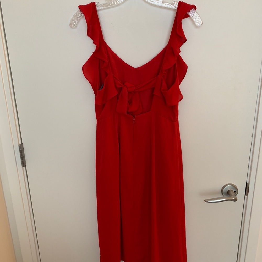 Red Ruffle Midi Dress - Picture 2 of 5